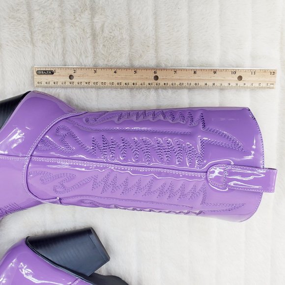 Lilac Purple Patent Western Cowboy Cowgirl Boots - Picture 13 of 13